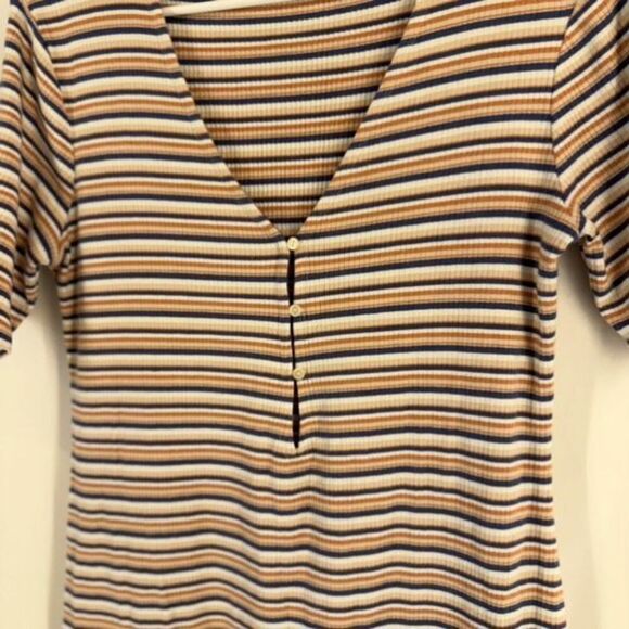 Abercrombie & Fitch Blue Orange Triple Keyhole Ribbed Knit Mini Dress Large - Picture 6 of 13